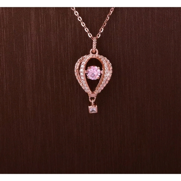 Pink & white Topaz balloon memory necklace 17" - Picture 3 of 4